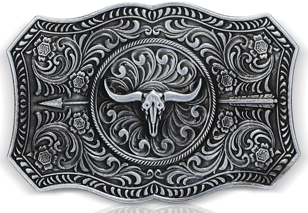 5892 Belt Buckle Western Cowboy: Longhorn Belt Buckles Vintage Country